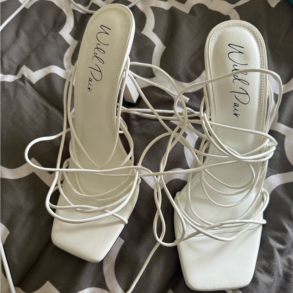 🚨 SOLD 🚨White Wild Pair lace-up heels never worn.